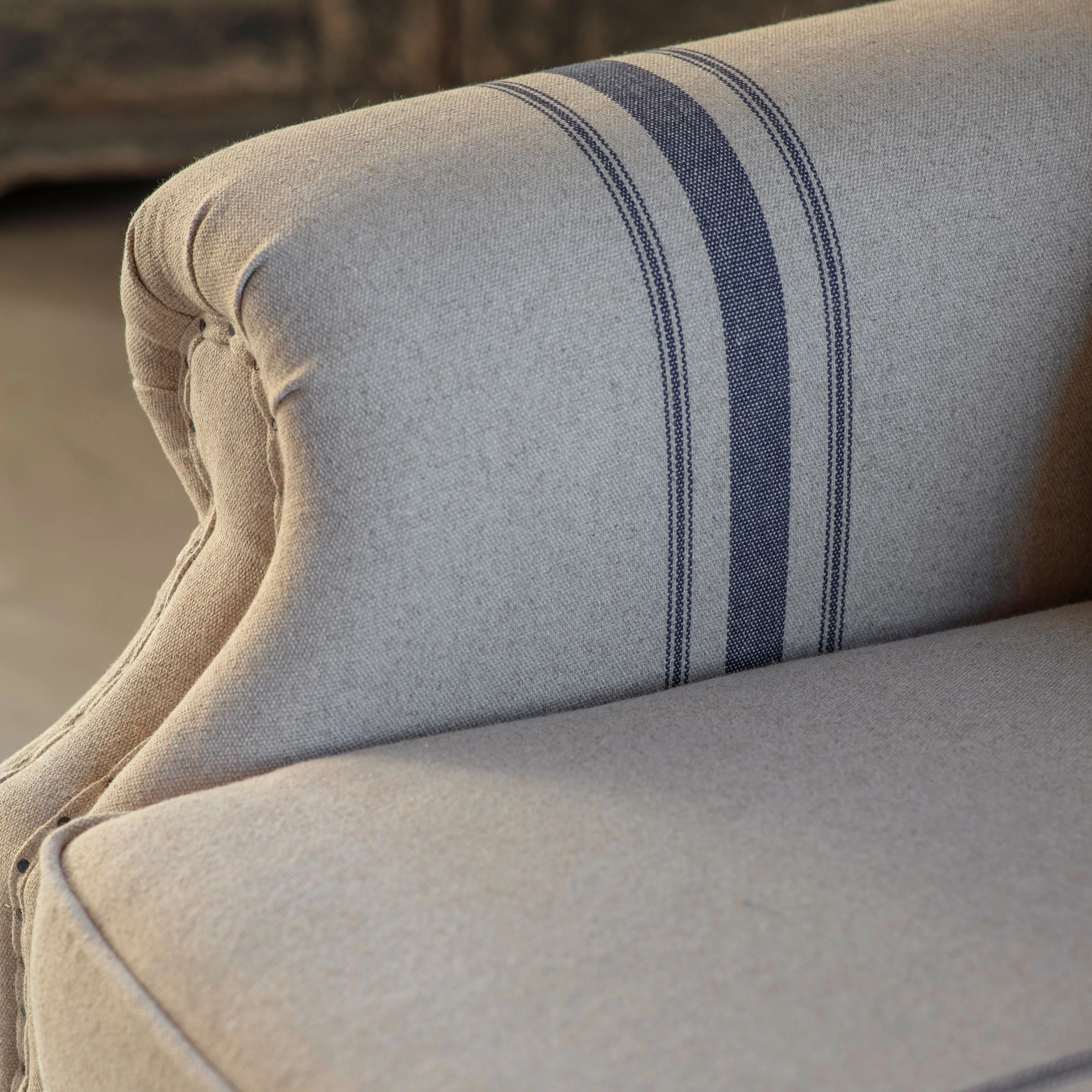 Monroe Blue Stripe Loveseat - Image 6